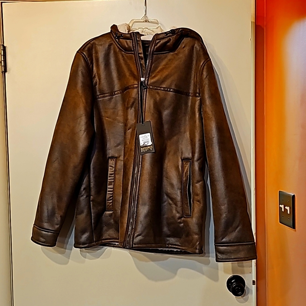 Rainforest Bomber Jacket Mens Hoodie Brown New Flight/bomber Size Large